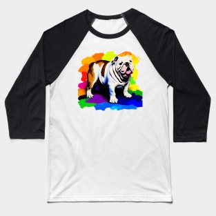 English Bulldog Rainbow Painting Baseball T-Shirt